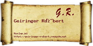 Geiringer Róbert névjegykártya